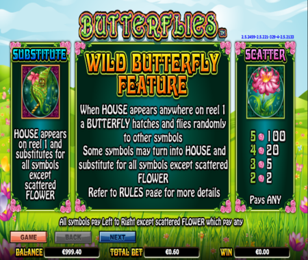 Función especial de la tragamonedas Butterflies