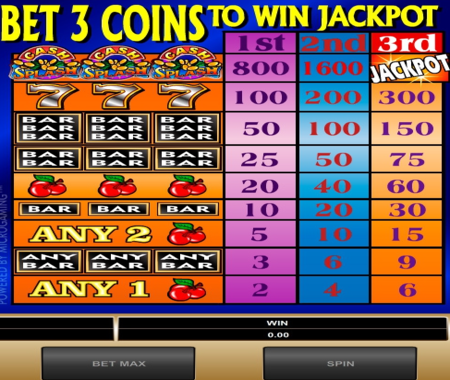 Cash Splash 3 Reel tabla de pagos