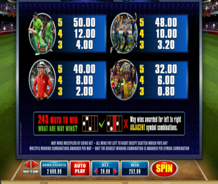 tabla de pagos Cricket Star