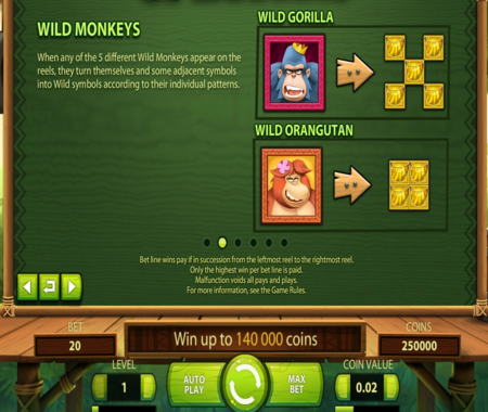 Combinaciones ganadoras en Go Bananas.