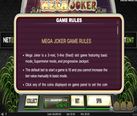 Reglas de mega joker