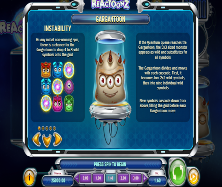 tabla de pagos de Reactoonz