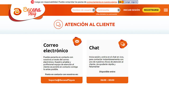 soporte de bacanaplay