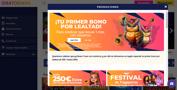 bonos de gratogana