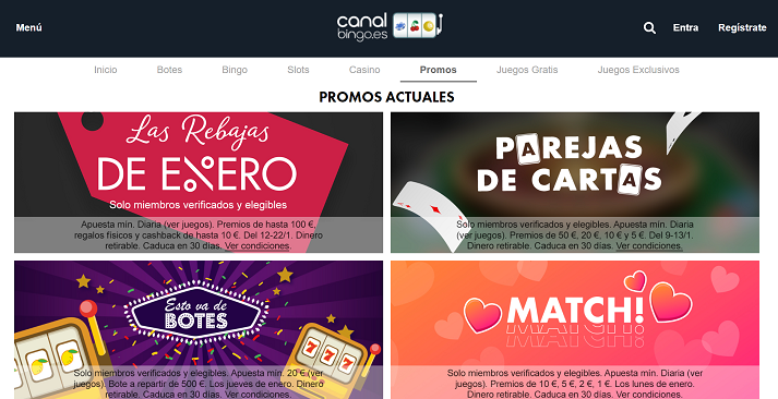 promociones de canal bingo