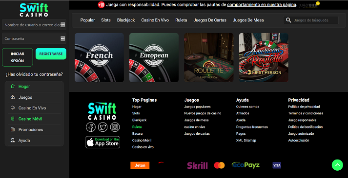 swift casino ruleta