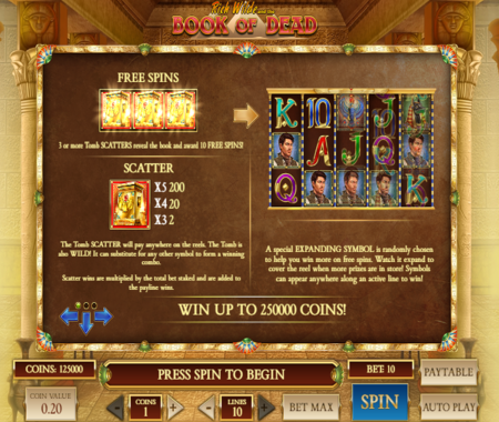 Función especial de Book Of Dead