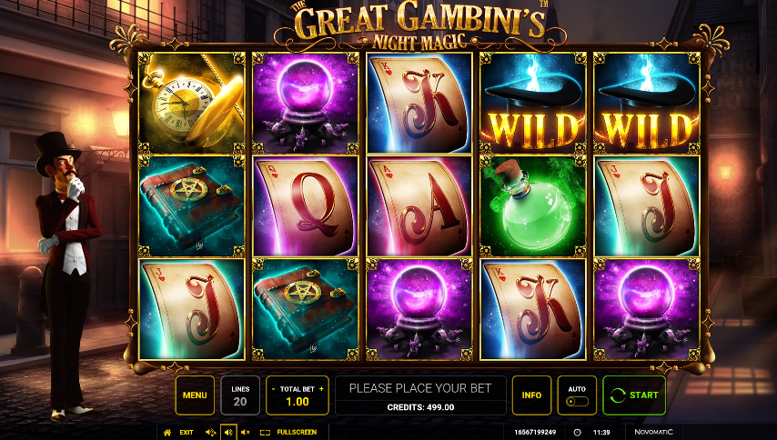 Los símbolos especiales de The Great Gambini’s Night Magic.